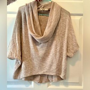 Gibson Cowl Neck short sleeve lightweight sweater Brown Tan XS